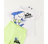 Shorts IDO "BABY BOY SUMMER SET", Mädchen, Gr. 3, EURO-Größen, grün (optical weiß), 100% Baumwolle - 65% Polyester, 35% Baumwolle, Hosen Shorts (14857017-62) optical weiß