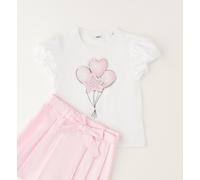 Shorts IDO "BABY GIRL TWO PIECES SET", Mädchen, Gr. 3A, EURO-Größen, rosa (optical weiß), 95% Baumwolle, 5% Elasthan - 97% Baumwolle, 3% Elasthan, Hosen Shorts (79850354-98) optical weiß