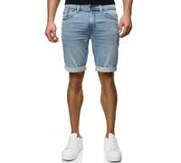 Shorts INDICODE "INDelmare", Herren, Gr. XL, N-Gr, blau (icy blau), Web, Obermaterial: 77% Baumwolle, 21% Polyester, 2% Elasthan, unifarben, regular fit knielang, Hosen Shorts (77504930-XL) icy blau