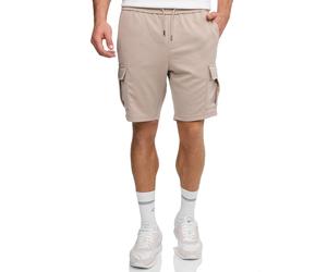 Shorts INDICODE "INNello cargo shorts", Herren, Gr. S, N-Gr, simply taupe, Web, Obermaterial: 95% Polyester, 5% Elasthan, bedruckt, regular fit kniefrei, Hosen Shorts (88833648-S) simply taupe