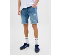 Shorts JACK & JONES "JJIRICK JJFOX SHORTS CB 310 SN", Herren, Gr. S, N-Gr, blau (blau denim pack:am 319 with breaks), Web, Obermaterial: 70% Baumwolle, 28% Polyester, 2% Elasthan, unifarben, regular f