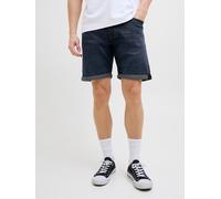 Shorts JACK & JONES "JJIRICK JJICON SHORTS GE 604 I.K SN", Herren, Gr. S, N-Gr, blau (blau denim), Web, Obermaterial: 48% Baumwolle, 26% Viskose, 25% Polyester, 1% Elasthan, unifarben, regular fit kni