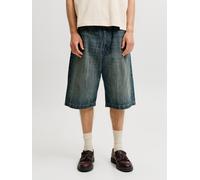 Shorts JACK & JONES "JJIRON JJELI SHORTS AT 188 LN", Herren, Gr. XL, N-Gr, blau (blau denim pack:with tint), Denim/Jeans, Obermaterial: 100% Baumwolle, Abriebeffekte, weit ca. Mitte Knie, Hosen Shorts