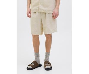 Shorts JACK & JONES "JPSTBILL LAWRENCE LINEN SHORTS SRT LN", Herren, Gr. L, N-Gr, beige (silber lining), Web, Obermaterial: 100% Leinen, unifarben, weit knielang, Hosen Shorts (62110006-L) silber lini