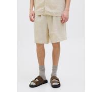 Shorts JACK & JONES "JPSTBILL LAWRENCE LINEN SHORTS SRT LN", Herren, Gr. M, N-Gr, beige (silber lining), Web, Obermaterial: 100% Leinen, unifarben, weit knielang, Hosen Shorts (62110006-M) silber lini