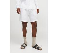 Shorts JACK & JONES "JPSTBILL LAWRENCE LINEN SHORTS SRT LN", Herren, Gr. M, N-Gr, weiß (hellweiß), Web, Obermaterial: 100% Leinen, unifarben, weit knielang, Hosen Shorts (84922156-M) hellweiß
