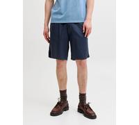 Shorts JACK & JONES "JPSTJAIDEN HYBRID BONDI JOG SHORT REG SN", Herren, Gr. L, N-Gr, schwarz navy, Web, Obermaterial: 80% Baumwolle, 20% Leinen, unifarben, relaxed fit knielang, Hosen Shorts, Baumwoll
