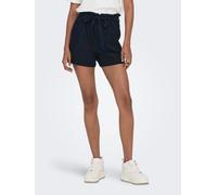 Shorts JDY "JDYSAY MW LINEN SHORTS WVN NOOS", Damen, Gr. 40L, N-Gr, blau (sky captain), Web, Obermaterial: 55% Leinen, 45% Viskose, regular fit kurz, Hosen Shorts (19302149-40)