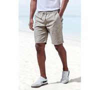 Shorts JOHN DEVIN "Bermuda", Herren, Gr. L, N-Gr, beige (beige bedruckt), Web, Obermaterial: 97% Baumwolle, 3% Elasthan, bedruckt, regular fit kurz, Hosen Shorts, kurze Hose aus elastischer, gewebter 