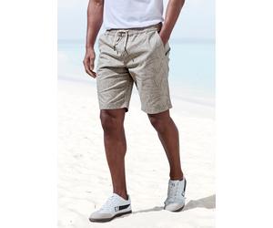Shorts JOHN DEVIN "Bermuda", Herren, Gr. L, N-Gr, beige (beige bedruckt), Web, Obermaterial: 97% Baumwolle, 3% Elasthan, bedruckt, regular fit kurz, Hosen Shorts, kurze Hose aus elastischer, gewebter