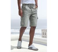 Shorts JOHN DEVIN "Bermuda, kurze Jogger Pants", Herren, Gr. XXL (60/62), N-Gr, grün (khaki, denim), Jeans, Obermaterial: 65% Baumwolle, 33% Polyester, 2% Elasthan, regular fit kurz, Hosen Shorts, mit