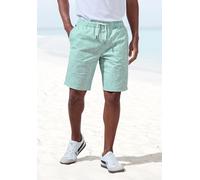 Shorts JOHN DEVIN "- Sommer Bermuda mit Blätter-Print", Herren, Gr. L, N-Gr, blau (türkis bedruckt), Web, Obermaterial: 97% Baumwolle, 3% Elasthan, bedruckt, regular fit kurz, Hosen Shorts, kurze Schl