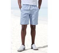 Shorts JOHN DEVIN "- Sommer Bermuda mit Blätter-Print", Herren, Gr. XXL, N-Gr, blau (blau bedruckt), Web, Obermaterial: 97% Baumwolle, 3% Elasthan, bedruckt, regular fit kurz, Hosen Shorts, kurze Schl