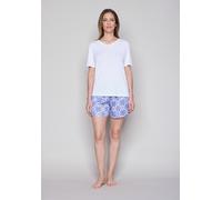 Shorts JOOP "Allure", Damen, Gr. 44, N-Gr, dazzling blau, Web, Obermaterial: 100% Lyocell, kurz, Hosen Shorts, mit Allover-Print und seitlichen Taschen (37897208-44) dazzling blau