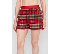 Shorts JOOP JEANS "After Dark (JOOP Jeans)", Damen, Gr. XL, N-Gr, rot (knalliges rot), Fleece, Obermaterial: 95% Baumwolle, 5% Elasthan, bequem kurz, Hosen Shorts, Fleece-Qualität, Karo-Design, seitli