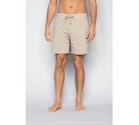 Shorts JOOP "Leisure", Herren, Gr. M, N-Gr, beige (cornflower aop teak), Jersey, Obermaterial: 100% Baumwolle, bequem kniefrei, Hosen Shorts, mit allover Cornflower-Print, seitlichen Eingrifftaschen (