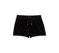 Shorts JUICY COUTURE "EVE CLASSIC VELOUR SHORT WITH BACK POCKET Damen", Damen, Gr. M, EURO-Größen, schwarz, 95% POLYESTER, 5% ELASTAN, Hosen Shorts, Trainingshose Damen, Sweatshorts, Velour, kurze Hos