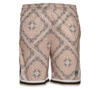 Shorts KARL KANI "Karl Kani Herren KM232-011-2 KK Varsity Paisley Mesh Shorts", Herren, Gr. XL, US-Größen, beige (sand, schwarz, weiß), 100% Polyester (Recycelt), loose fit, Hosen Shorts (97673057-XL)