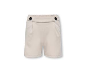 Shorts KIDS ONLY "KOGGEGGO LIFE BUTTON SHORTS VD JRS NOOS", Mädchen, Gr. 140, N-Gr, chateau gray, Jersey, Obermaterial: 95% Polyester, 5% Elasthan, unifarben, regular fit ca. Mitte Oberschenkel, Hosen