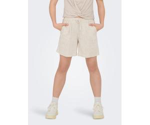 Shorts KIDS ONLY "KOGSIESTA PULL-UP LINEN BLEND SHORTS PNT", Mädchen, Gr. 122, N-Gr, gelb (moonbeam), Web;Leinenmischung, Obermaterial: 80% Viskose, 20% Leinen, unifarben, relaxed fit ca. Mitte Obersc
