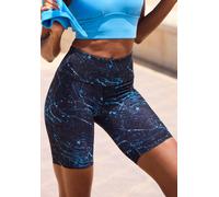 Shorts LASCANA ACTIVE, Damen, Gr. M (40/42), N-Gr, blau (schwarz, blau), Obermaterial: 82% Polyester, 18% Elasthan, bedruckt, gemustert, mehrfarbig, figurbetont ca. Mitte Oberschenkel, Hosen Shorts, A