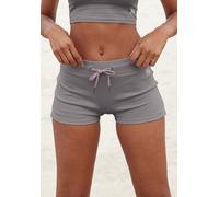 Shorts LASCANA ACTIVE, Damen, Gr. S (36/38), N-Gr, grau (stone), Interlock, Obermaterial: 100% Baumwolle, unifarben, bequem kurz, Hosen Shorts, mit kleinen Seitenschlitzen (13019912-S) stone