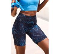 Shorts LASCANA ACTIVE, Damen, Gr. XS (32/34), N-Gr, blau (schwarz, blau), Obermaterial: 82% Polyester, 18% Elasthan, bedruckt, gemustert, mehrfarbig, figurbetont ca. Mitte Oberschenkel, Hosen Shorts,