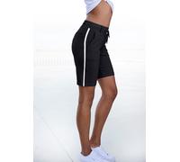 Shorts LASCANA, Damen, Gr. 38, N-Gr, schwarz, Sweatware, Obermaterial: 70% Viskose, 25% Polyamid, 5% Elasthan, unifarben, Basic ca. Mitte Oberschenkel, Hosen Shorts, mit seitlichen Streifen, Loungewea