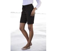 Shorts LASCANA, Damen, Gr. 42, N-Gr, schwarz, Sweatware, Obermaterial: 70% Viskose, 25% Polyamid, 5% Elasthan, unifarben, lässig geschnitten ca. Mitte Oberschenkel, Hosen Shorts, mit Gürtelschlaufen u