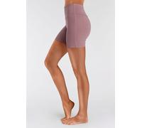 Shorts LASCANA, Damen, Gr. 44/46, N-Gr, lila (mauve), Single Jersey, Obermaterial: 95% Baumwolle, 5% Elasthan, unifarben, Basic, skinny fit, Hosen, mit breitem Bündchen und Logodruck (96428915-44) mau