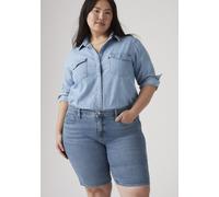 Shorts LEVI'S PLUS "PL SHAPING BERMUDA DA", Damen, Gr. 14 (46), N-Gr, camp denim short plus, Web, Obermaterial: 80% Baumwolle, 19% Polyester, 1% Elasthan, regular fit kniefrei, Hosen Shorts, Sommerhos