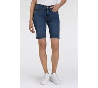 Shorts LEVI'S "SHAPING BERMUDA", Damen, Gr. 32, N-Gr, blau (clever girl short), Web, Obermaterial: 80% Baumwolle, 19% Polyester, 1% Elasthan, unifarben, regular fit kniefrei, Hosen Shorts, Sommerhose