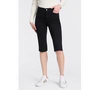 Shorts MAC, Damen, Gr. 36, N-Gr, schwarz (schwarz ppt), Denim/Jeans, Obermaterial: 88% Baumwolle, 8% Elastomultiester, 4% Elasthan, unifarben, regular fit knielang, Hosen Shorts, im Five-Pocket Style