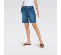 Shorts MAC "JOG´N SHORT", Damen, Gr. 44, N-Gr, blau (mid blau cool wash), Web, Obermaterial: 49% Baumwolle, 40% Lyocell, 9% Polyester, 2% Elasthan, unifarben, regular fit kniefrei, Hosen Shorts, Somme