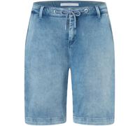 Shorts MAC "JOG´N SHORT", Damen, Gr. 46, N-Gr, blau (stormy fancy blau), Web, Obermaterial: 74% Baumwolle, 24% Polyester, 2% Elasthan, unifarben, regular fit kniefrei, Hosen Shorts, Sommerhose im Four