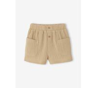 Shorts Mädchen Baby mit Dehnbund, Musselin sandfarben Gr. 62 von vertbaudet