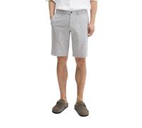 Shorts MARC O'POLO "aus Leinen und Bio-Baumwolle", Herren, Gr. 34, Normalgrößen, medium blau, Obermaterial: 55% Leinen, 45% Baumwolle, gestreift, regular fit normal, Hosen Shorts (20942652-34) medium