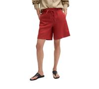 Shorts MARC O'POLO "mit elastischem Tunnelzug-Bund", Damen, Gr. 32, Normalgrößen, rot (tall poppy), Obermaterial: 100% Leinen. Futter: 100% Baumwolle, unifarben, loose fit kurz, Hosen Shorts (94952018