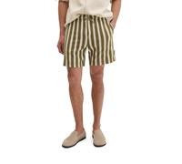 Shorts MARC O'POLO "mit Farb-und Struktur-Streifen", Herren, Gr. L, Normalgrößen, medium grün, Obermaterial: 100% Baumwolle, gestreift, regular fit kurz, Hosen Shorts (27580314-L) medium grün