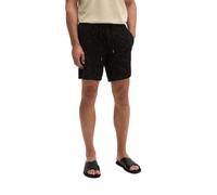 Shorts MARC O'POLO "mit weichem Frottee-Blattmuster", Herren, Gr. L, Normalgrößen, schwarz, Obermaterial: 100% Baumwolle, unifarben, regular fit kurz, Hosen Shorts (30017716-L) schwarz