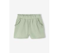 Shorts mit Rüschen Mädchen Musselin salbeigrün Gr. 116 von vertbaudet