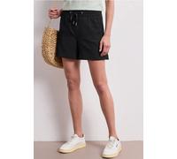 Shorts STREET ONE, Damen, Gr. 46, schwarz, Stoff, 59% Polyester, 40% Viskose, 1% Elasthan, unifarben, regular fit normal, Hosen Shorts, Middle Waist (16951164-46) schwarz