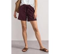 Shorts STREET ONE, Damen, Gr. 40, lila (rustic rouge), Stoff, 59% Polyester, 40% Viskose, 1% Elasthan, unifarben, loose fit ca. Mitte Oberschenkel, Hosen Shorts, mit leichten Crinkles (41438544-40) ru