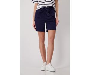 Shorts MONARI, Damen, Gr. 42, N-Gr, blau (navy blau), Web, Obermaterial: 98% Baumwolle, 2% Elasthan, clean, unifarben, regular fit kurz, Hosen Shorts, mit Bindeband (73839239-42)