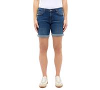 Shorts MUSTANG "Damen Style Bermuda", Damen, Gr. 27, blau (782 mittelblau), Denim/Jeans, 75% Baumwolle, 23% Polyester, 2% Elasthan, unifarben, straight fit, Hosen Shorts (70533555-27) 782 mittelblau