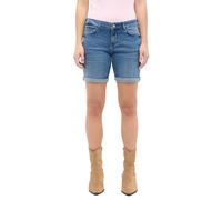 Shorts MUSTANG "Damen Style Bermuda", Damen, Gr. 30, 582 mittelblau, Denim/Jeans, 75% Baumwolle, 23% Polyester, 2% Elasthan, unifarben, straight fit, Hosen Shorts (36827461-30) 582 mittelblau