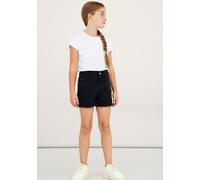 Shorts NAME IT "NKFROSE HW MOM DNM SHORT", Mädchen, Gr. 110, N-Gr, schwarz (schwarz denim), Denim/Jeans, Obermaterial: 80% Baumwolle, 18% Polyester, 2% Elasthan, unifarben, regular fit kurz, Hosen Sho