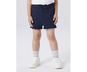 Shorts NAME IT "NMFVIVIA SHORTS NOOS", Mädchen, Gr. 104, N-Gr, schwarz sapphire, Sweatware, Obermaterial: 100% Baumwolle, unifarben, kurz, Hosen Shorts, aus Baumwolle, elastischer Bund, mit gewelltem