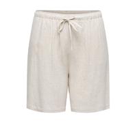 Shorts ONLY CARMAKOMA "CARSIESTA MW PULL-UP LIN BL SHORTS NOOS", Damen, Gr. 54, N-Gr, moonbeam, Web, Obermaterial: 80% Viskose, 20% Leinen, unifarben, loose fit ca. Mitte Oberschenkel, Hosen Shorts (1