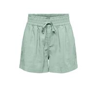 Shorts ONLY "ONLARIS LIFE PULL UP SHORTS WVN CC", Damen, Gr. L, N-Gr, jadeite, Web, Obermaterial: 93% Viskose, 7% Polyester, unifarben, regular fit kurz, Hosen Shorts, mit Bindeverschluss (25358444-L)